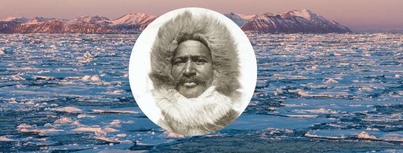 Greenland icy landscape, Matthew Henson in fur hood